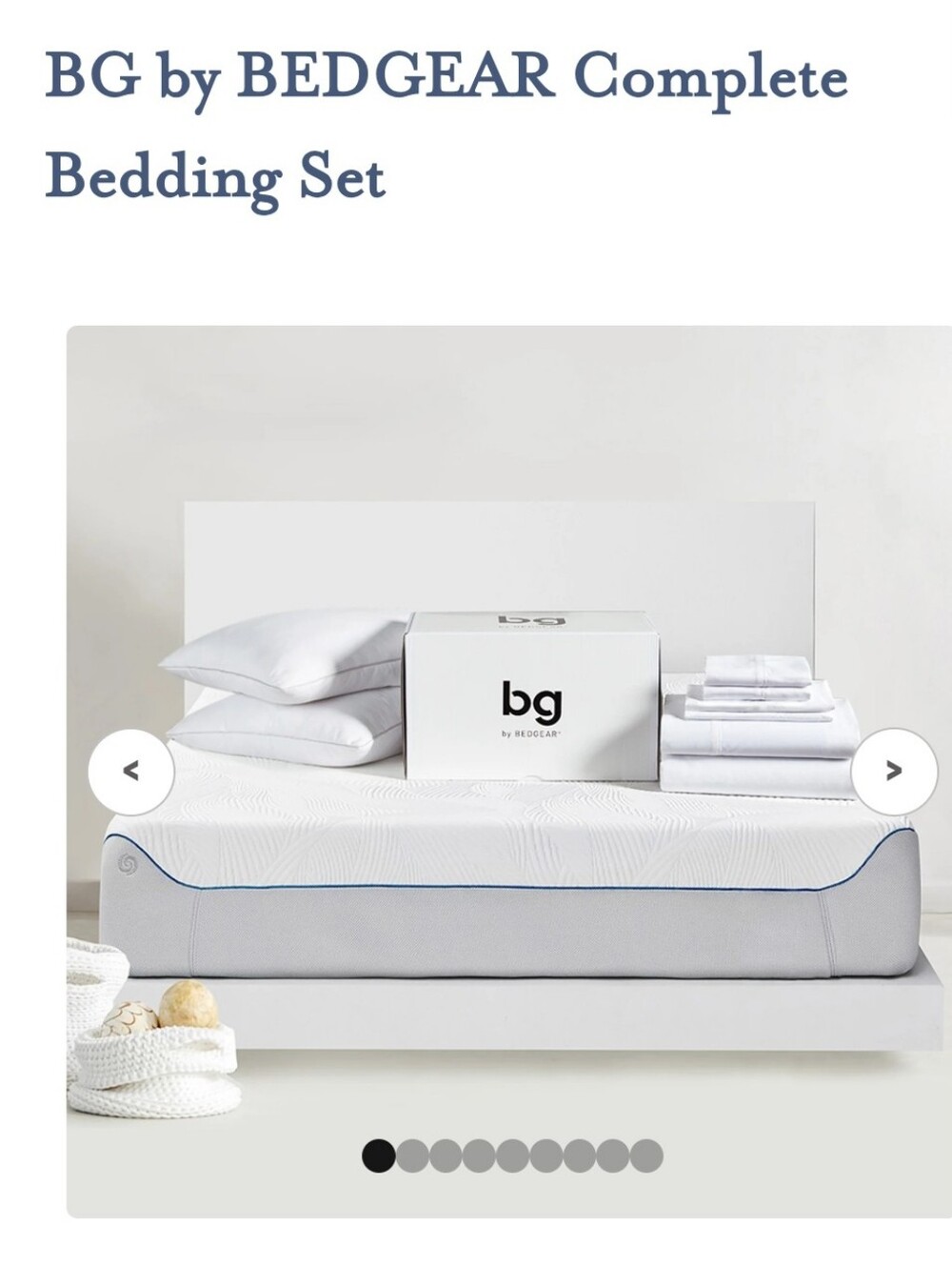 NEW BG by BEDGEAR Complete Bedding Set - 8 Piece Bundle Zing White